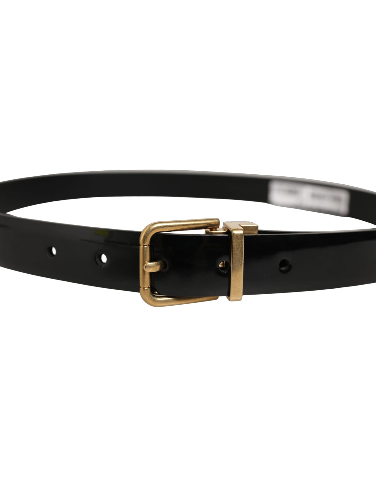 Dolce & Gabbana Black Classic Leather Gold Tone Buckle Belt for Men