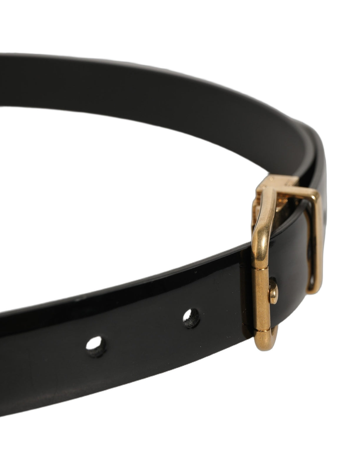 Dolce & Gabbana Black Classic Leather Gold Tone Buckle Belt for Men