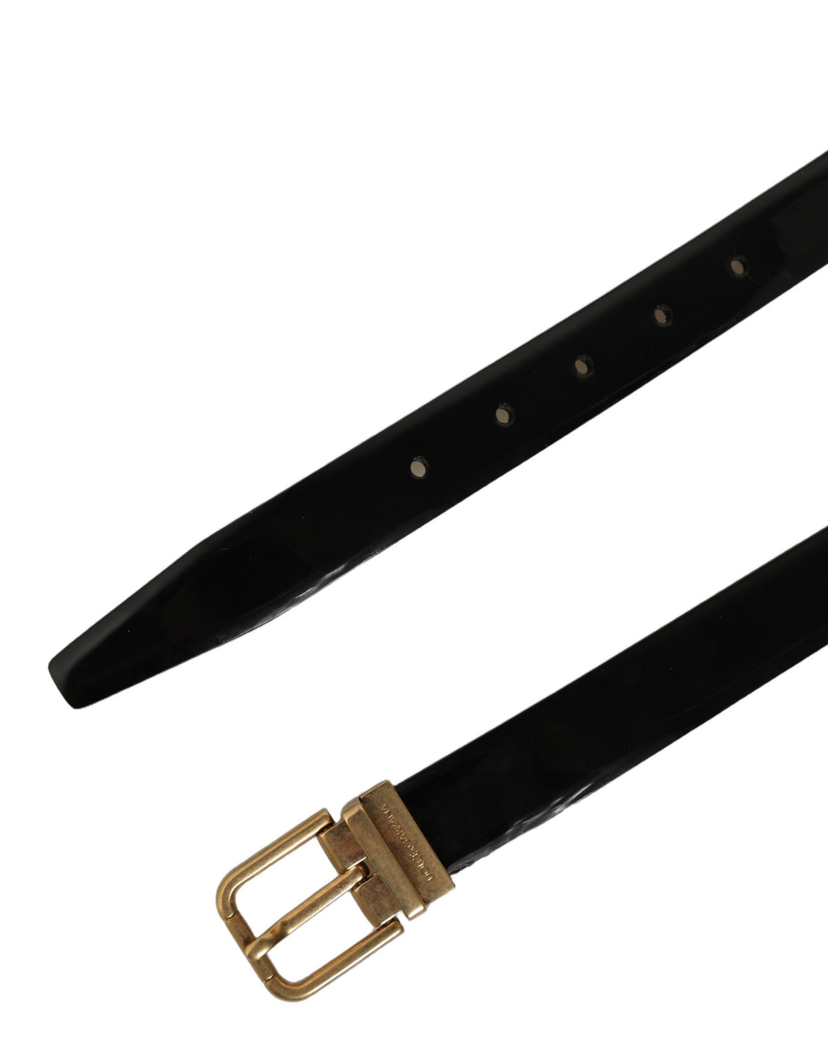 Dolce & Gabbana Black Classic Leather Gold Tone Buckle Belt for Men