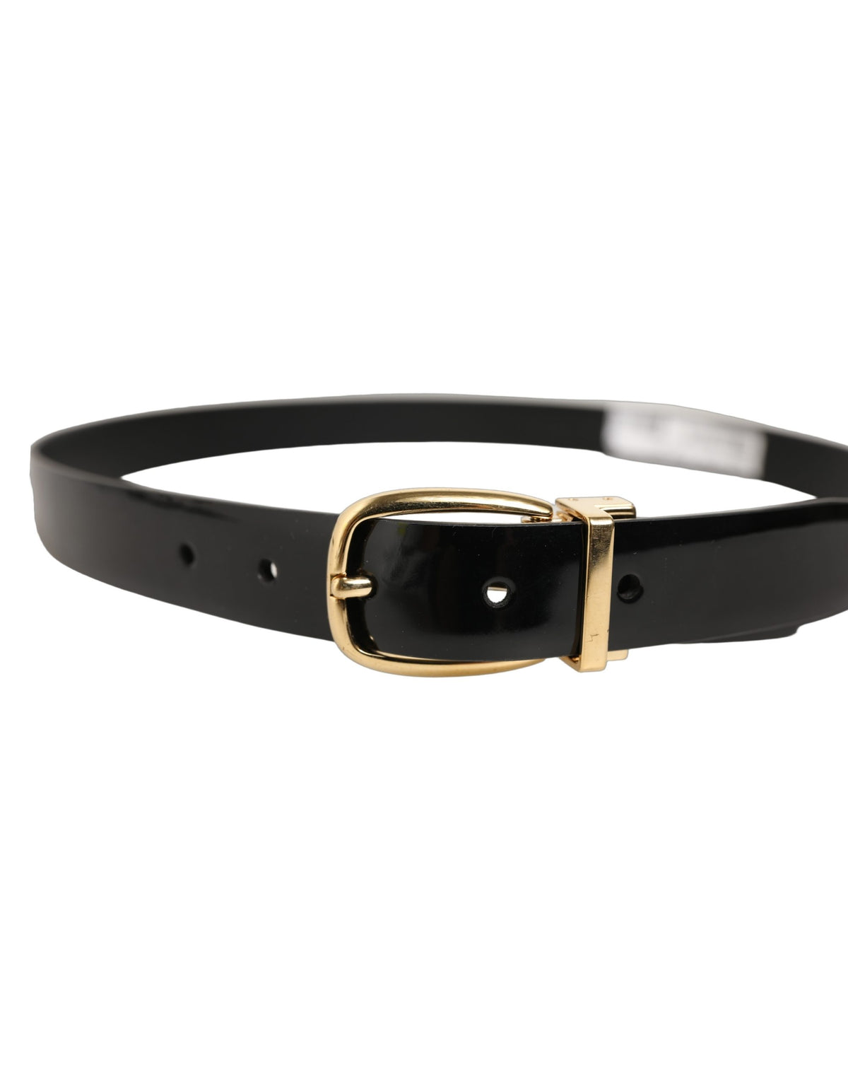 Dolce & Gabbana Black Classic Leather Gold Tone Buckle Belt for Men