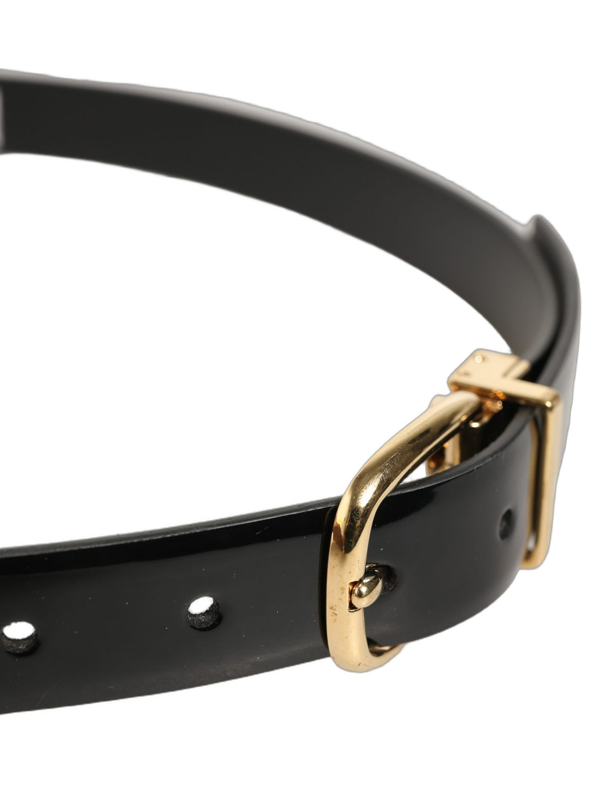 Dolce & Gabbana Black Classic Leather Gold Tone Buckle Belt for Men