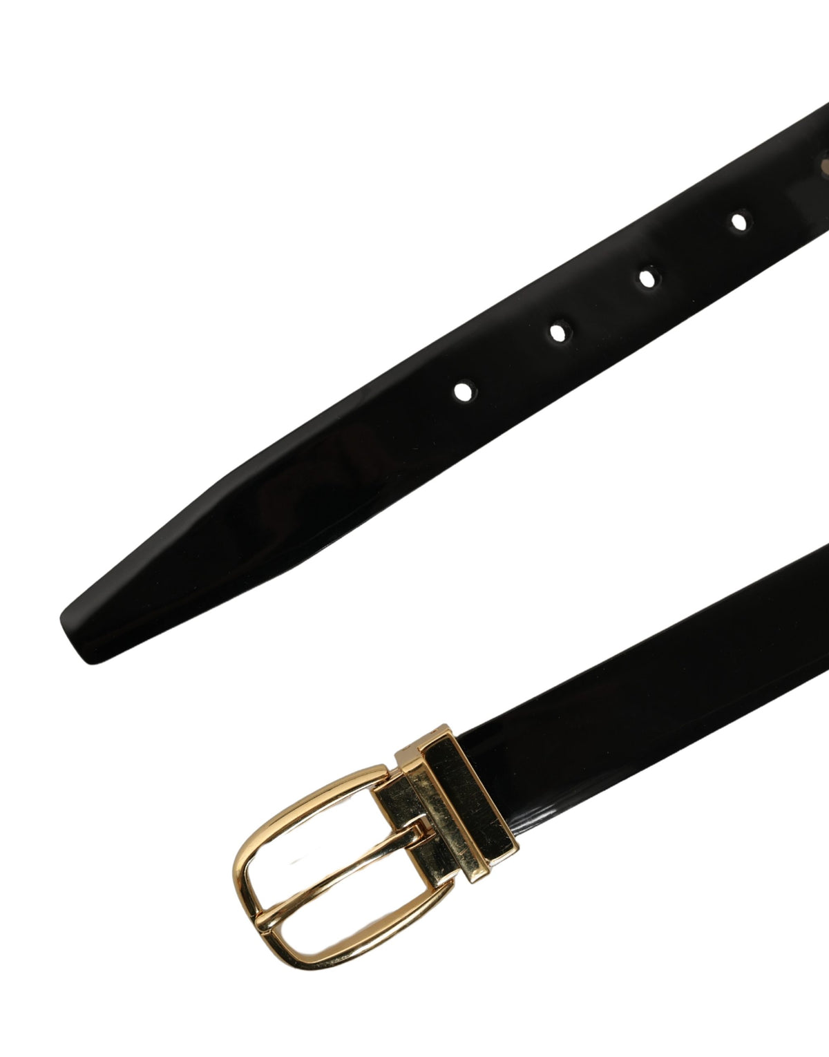 Dolce & Gabbana Black Classic Leather Gold Tone Buckle Belt for Men