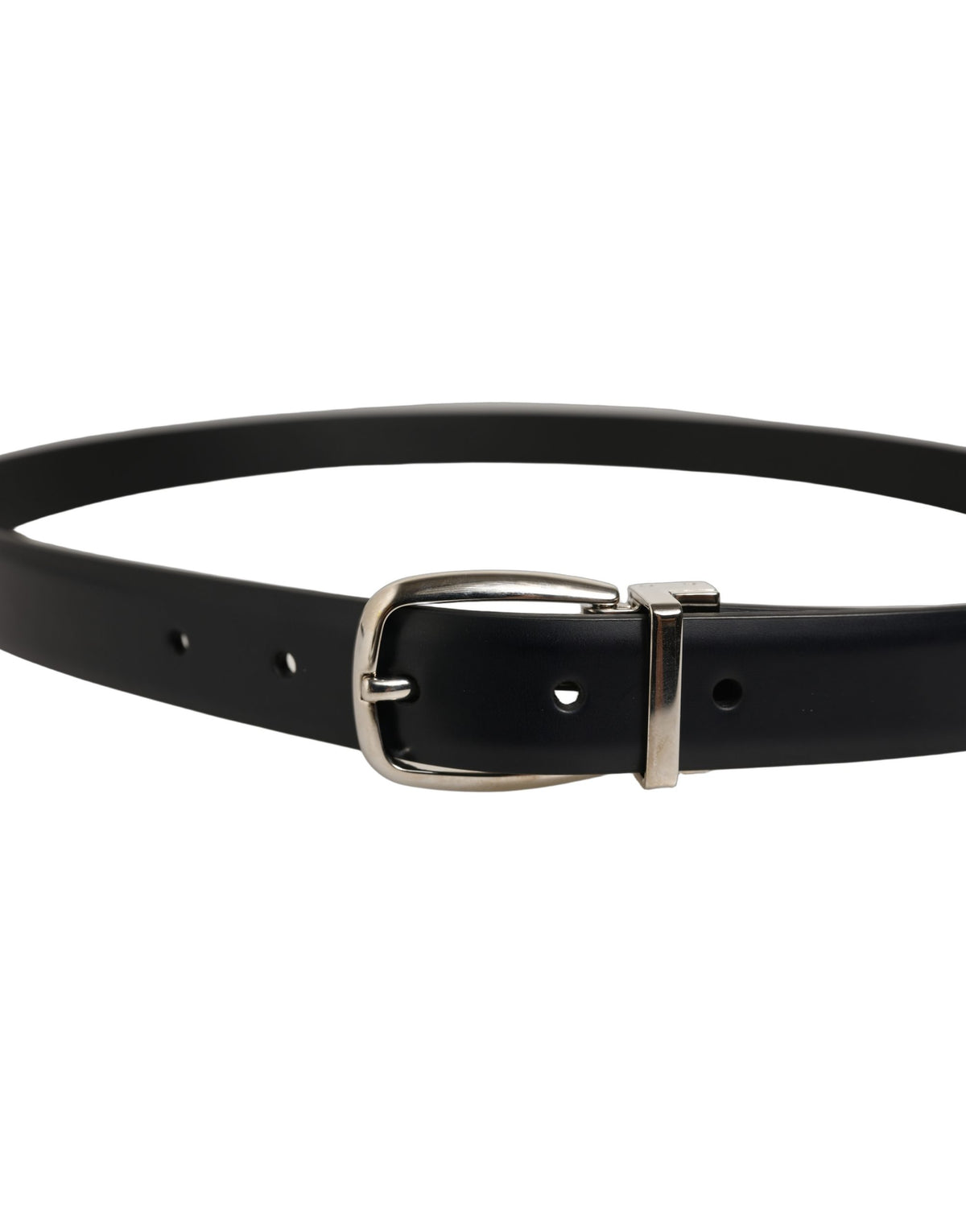 Dolce & Gabbana Blue Calf Leather Silver Metal Buckle Belt for Men
