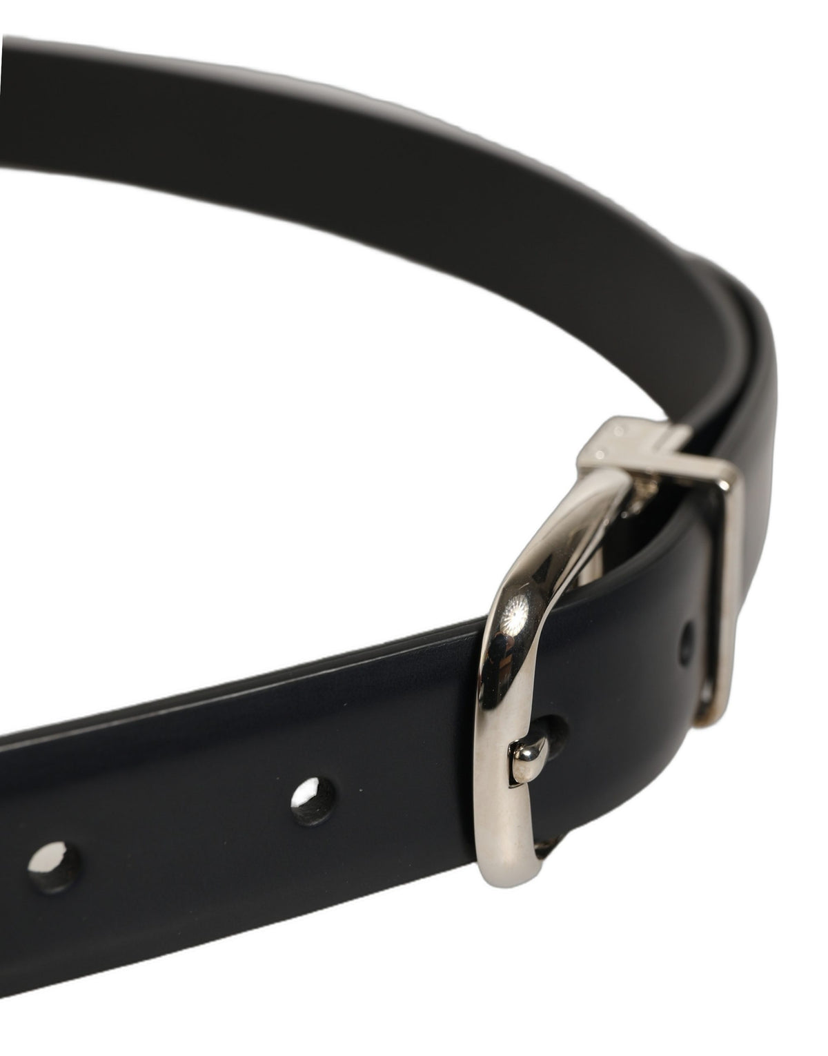 Dolce & Gabbana Blue Calf Leather Silver Metal Buckle Belt for Men