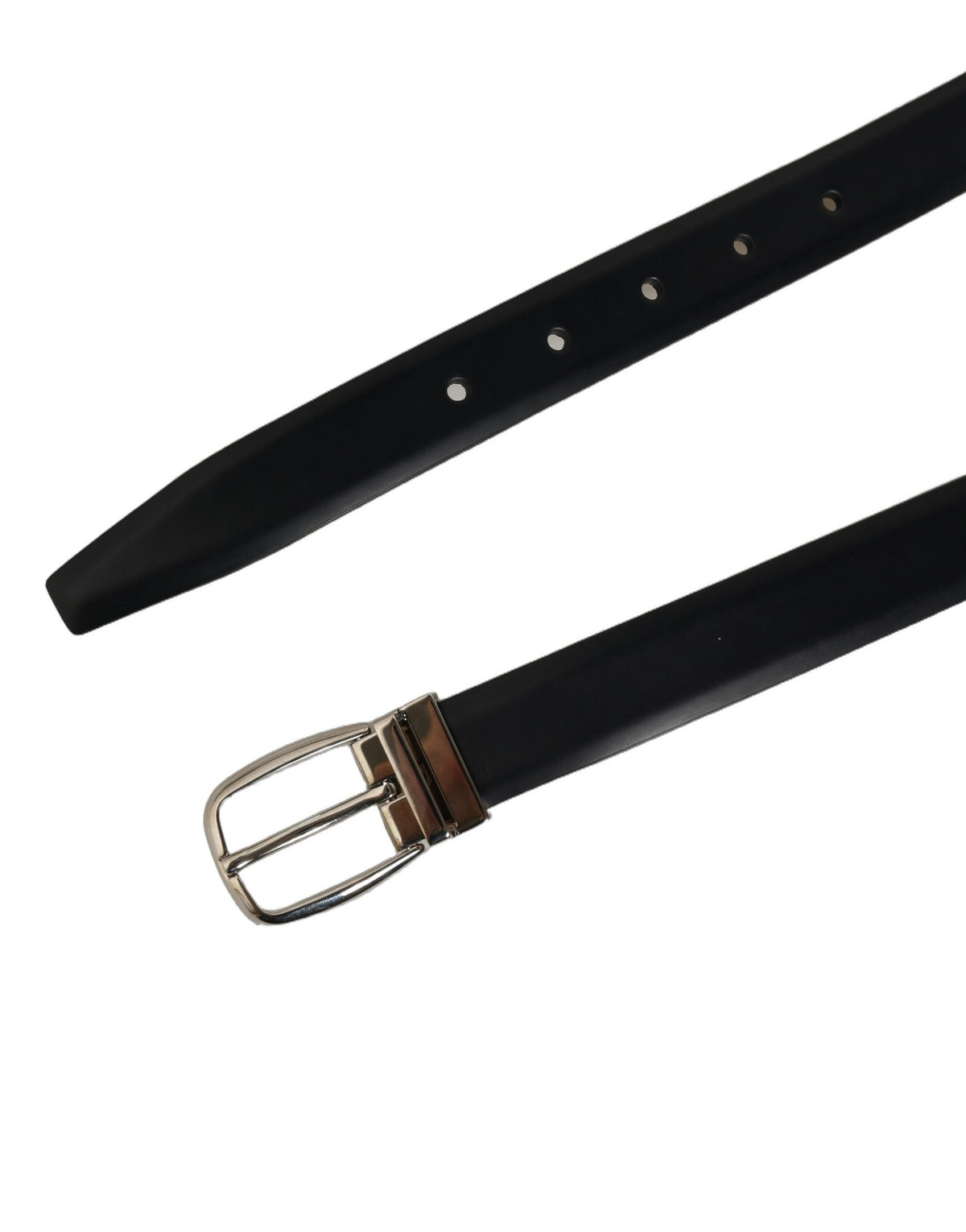 Dolce & Gabbana Blue Calf Leather Silver Metal Buckle Belt for Men