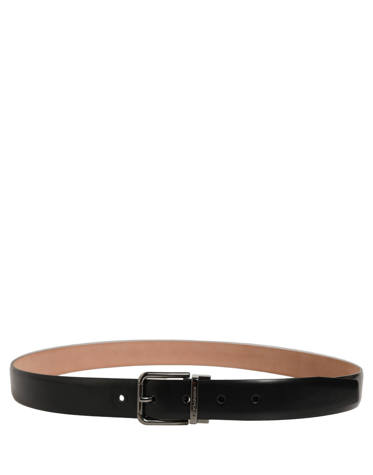 Dolce & Gabbana Black Calf Leather Silver Metal Buckle Belt for Men