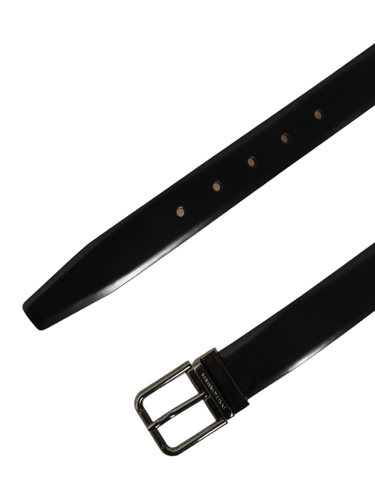 Dolce & Gabbana Black Calf Leather Silver Metal Buckle Belt for Men