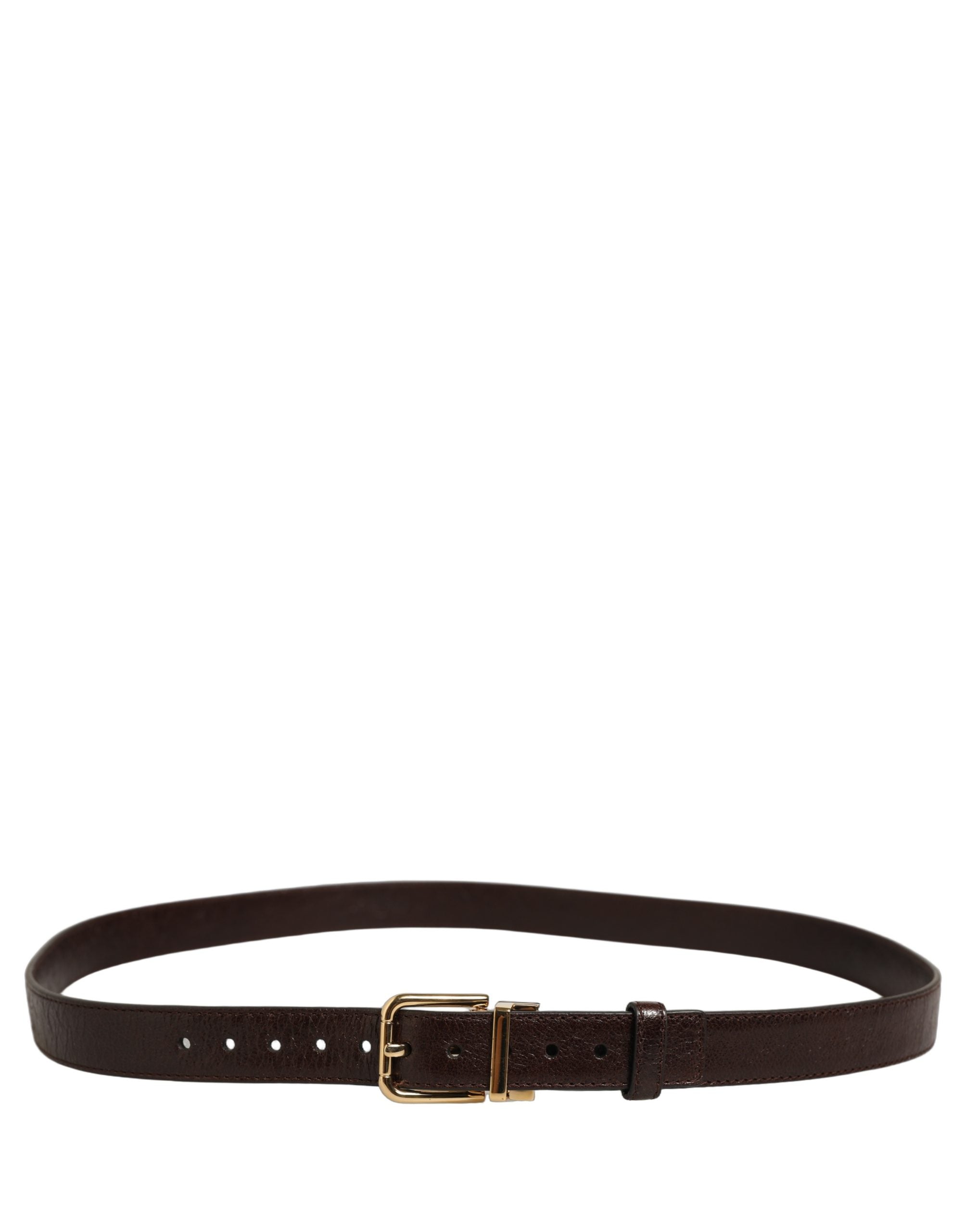 Dolce & Gabbana Men Brown Leather Gold Tone Metal Buckle Belt