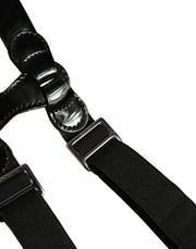 Dolce & Gabbana Black Adjustable Silver Metal Clips Suspenders