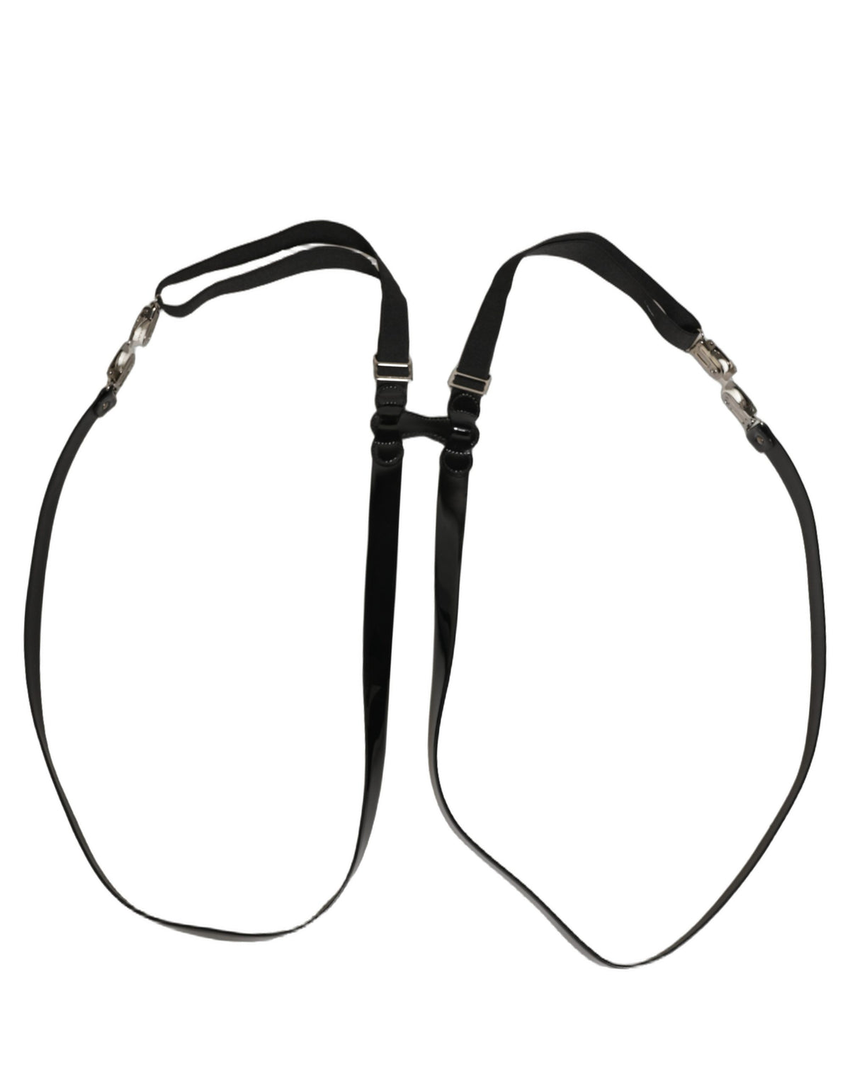 Dolce & Gabbana Black Adjustable Silver Metal Clips Suspenders