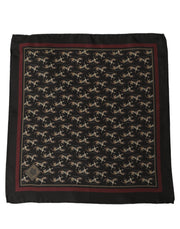 Dolce & Gabbana Black Horse Silk Pocket Square Foulard Scarf for Men