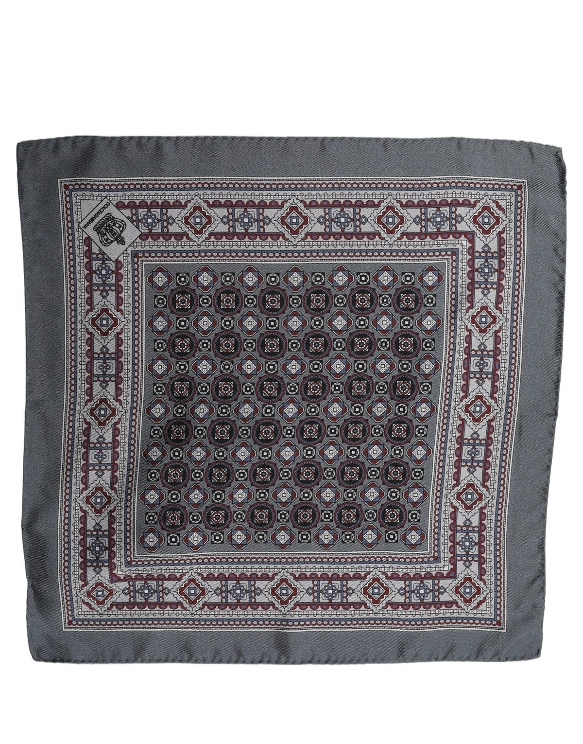 Dolce & Gabbana Gray Geometric Pocket Square Foulard Scarf