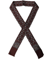 Dolce & Gabbana Burgundy Skinny Twilly Fringed Foulard Scarf