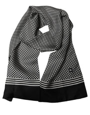 Dolce & Gabbana Black White Geometric Silk Neck Shawl Scarf