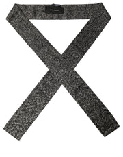 Dolce & Gabbana Black White Herringbone Tweed Shawl Scarf