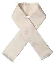 Dolce & Gabbana Men Cream Satin Silk Fringed Neck Shawl Scarf
