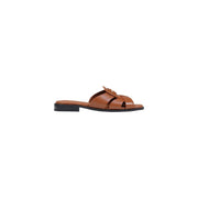Tommy Hilfiger Brown Leather Flat Sandals