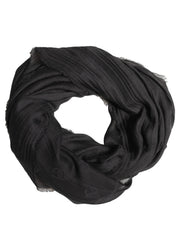 Dolce & Gabbana Black Silk Wool Fringed Men Lace Stole Scarf