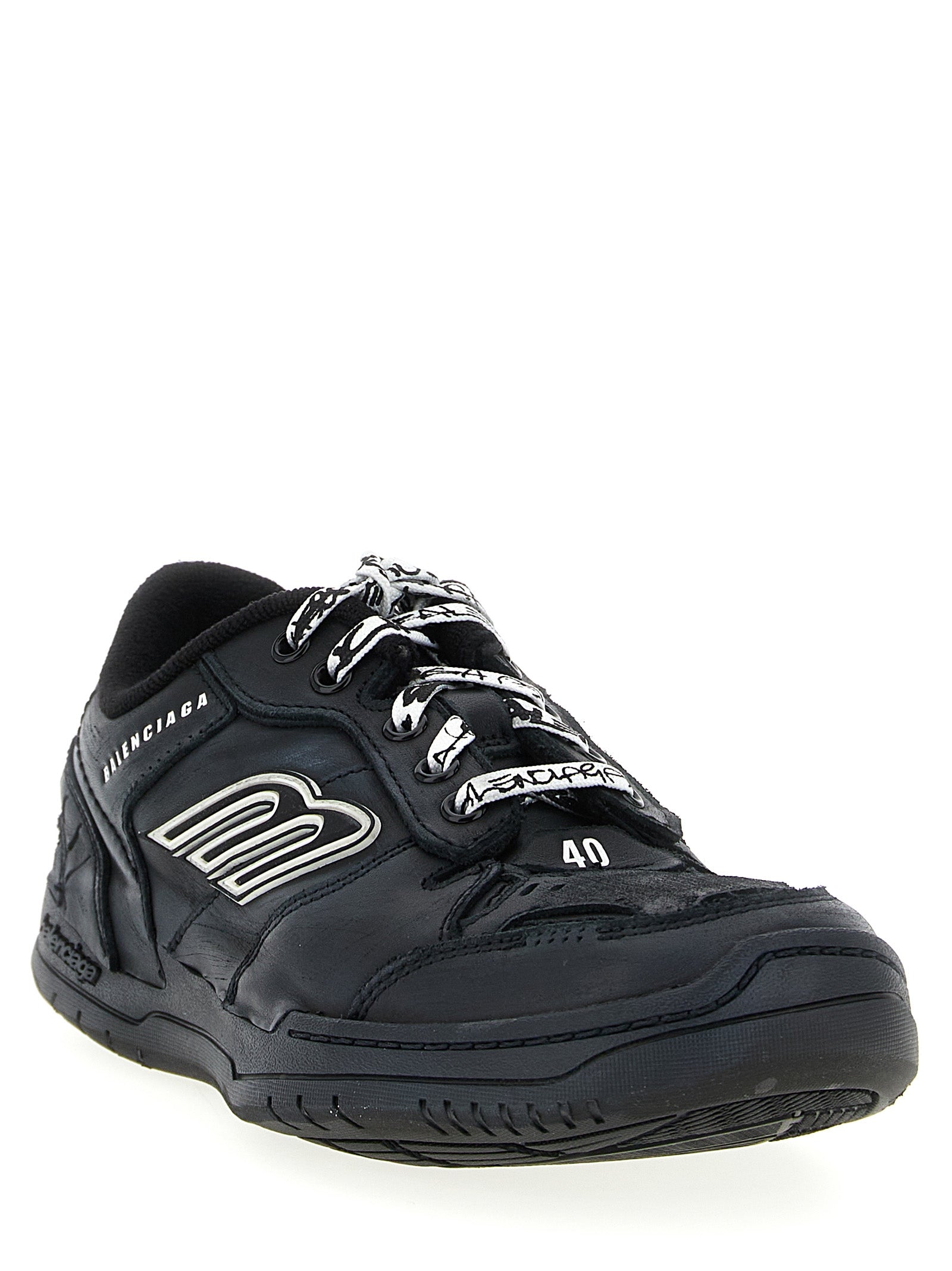 Balenciaga Black Calfskin Athletic Sneakers for Men
