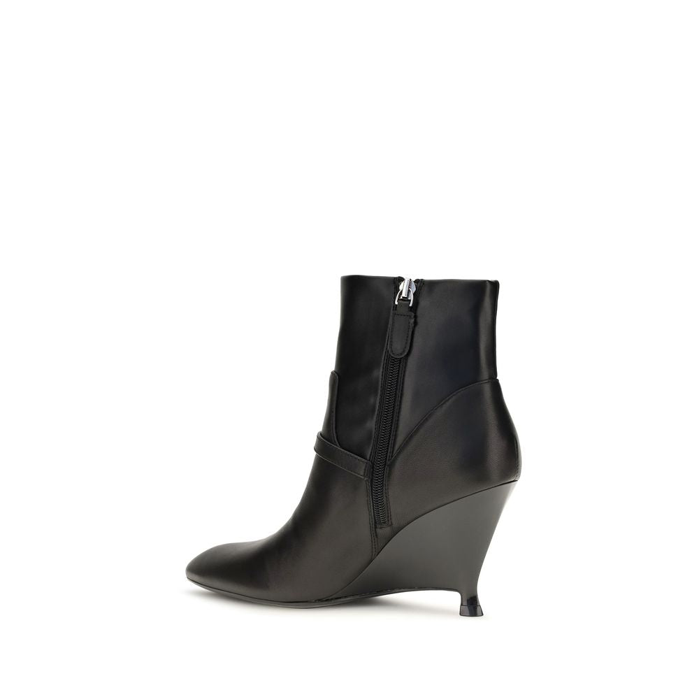 PINKO Black Calf Leather Bos Taurus Ankle Boots for Women