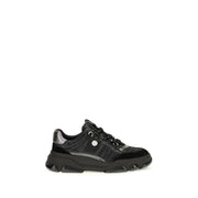 PINKO Black Calf Leather Bos Taurus Chunky Sneakers