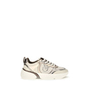 PINKO Beige Calf Leather Bos Taurus Chunky Sneakers