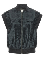Peserico Gray Polyester Sleeveless Jacket