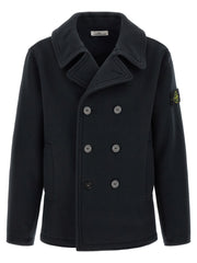 Stone Island Blue Cotton Coat