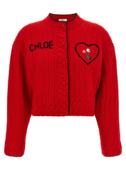 Chloé Red Wool Cardigan