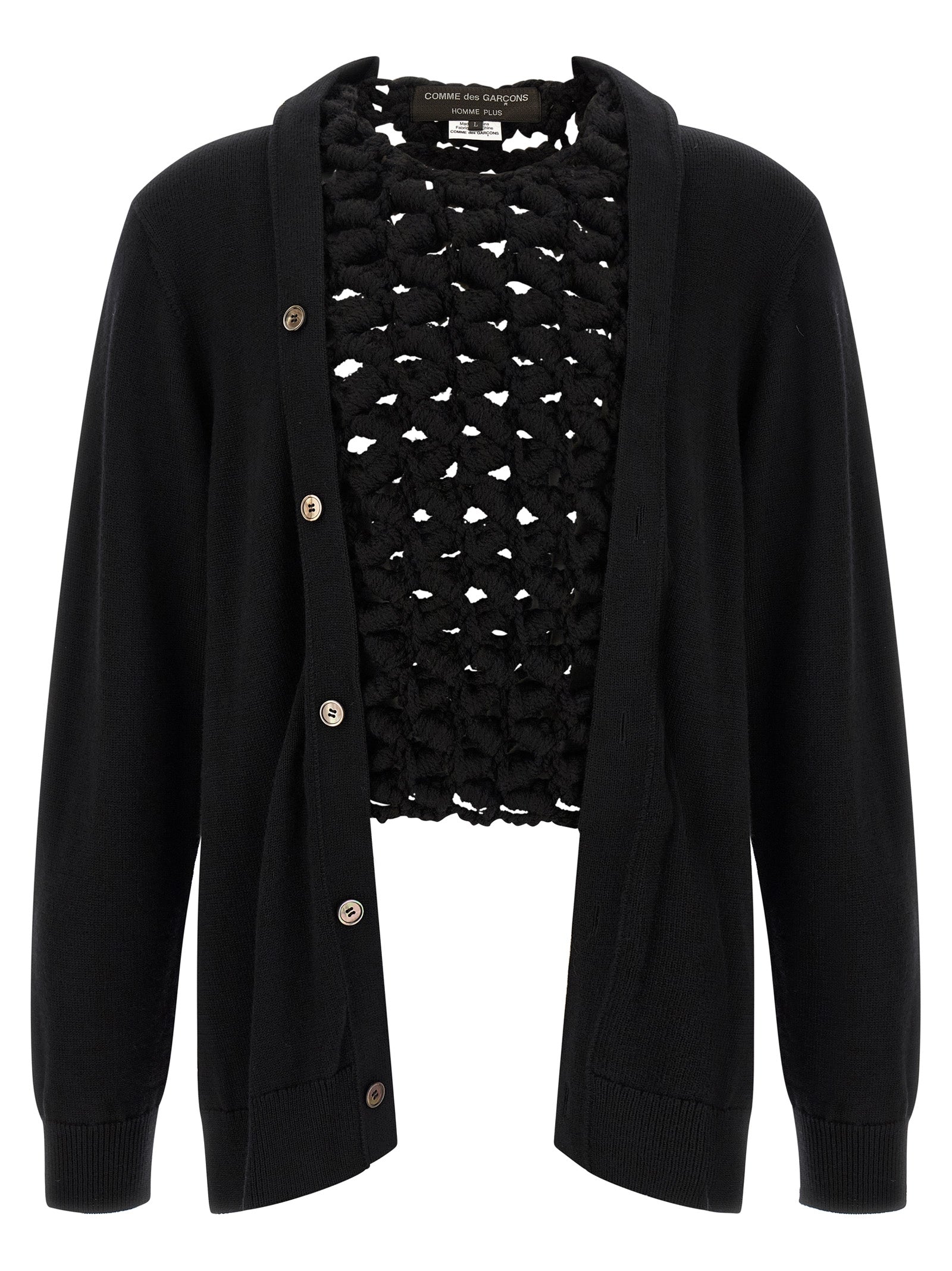Comme Des Garçons Black Wool Cardigan