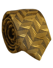 Dolce & Gabbana Men Gold Silk Woven Patterned Adjustable Tied Necktie Tie