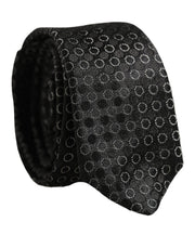 Dolce & Gabbana Men Black Silk Geometric Adjustable Tied Necktie Tie