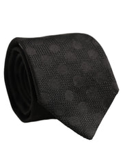 Dolce & Gabbana Black Polka Dot Jacquard Silk Adjustable Tied Necktie Tie