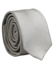 Dolce & Gabbana Men Light Gray Textured Silk Adjustable Tied Necktie Tie