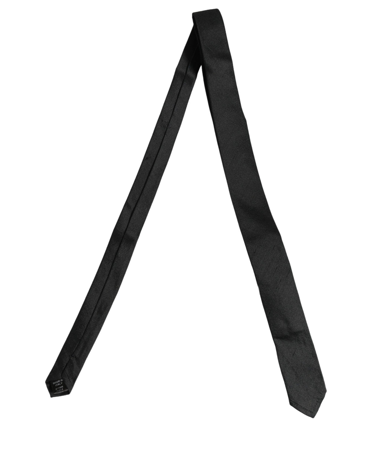 Dolce & Gabbana Men Black Satin Silk Classic Adjustable Tied Necktie Tie
