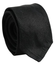 Dolce & Gabbana Men Black Satin Silk Classic Adjustable Tied Necktie Tie