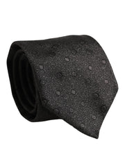 Dolce & Gabbana Men Black Polka Dot Silk Adjustable Tied Necktie Tie