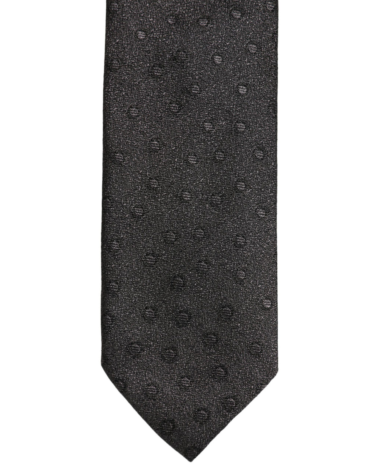 Dolce & Gabbana Men Black Polka Dot Silk Adjustable Tied Necktie Tie