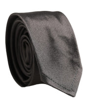 Dolce & Gabbana Black Woven 100% Silk Adjustable Necktie Accessory Tie