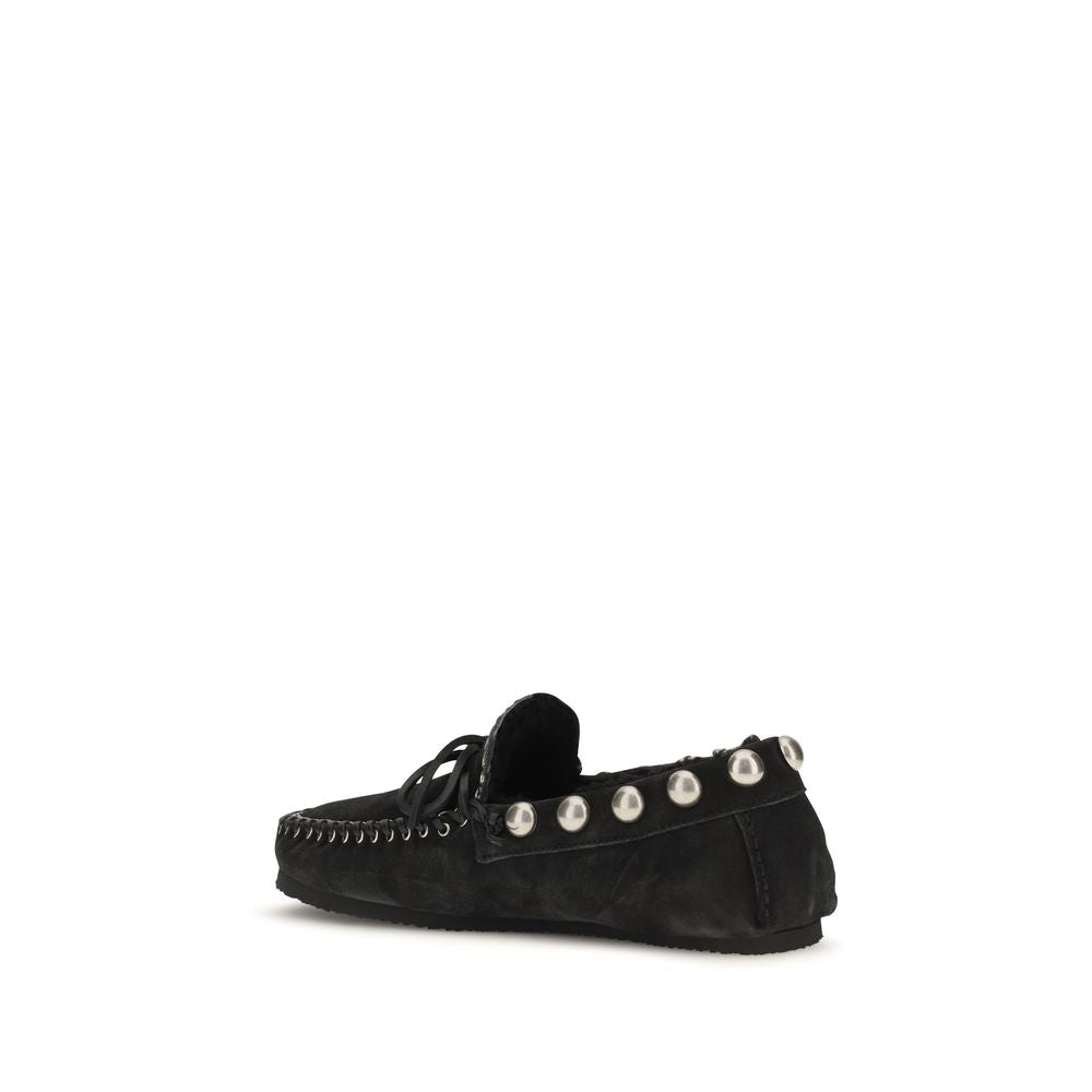 Isabel Marant Black Calf Leather Bos Taurus Slip-On Loafers for Women