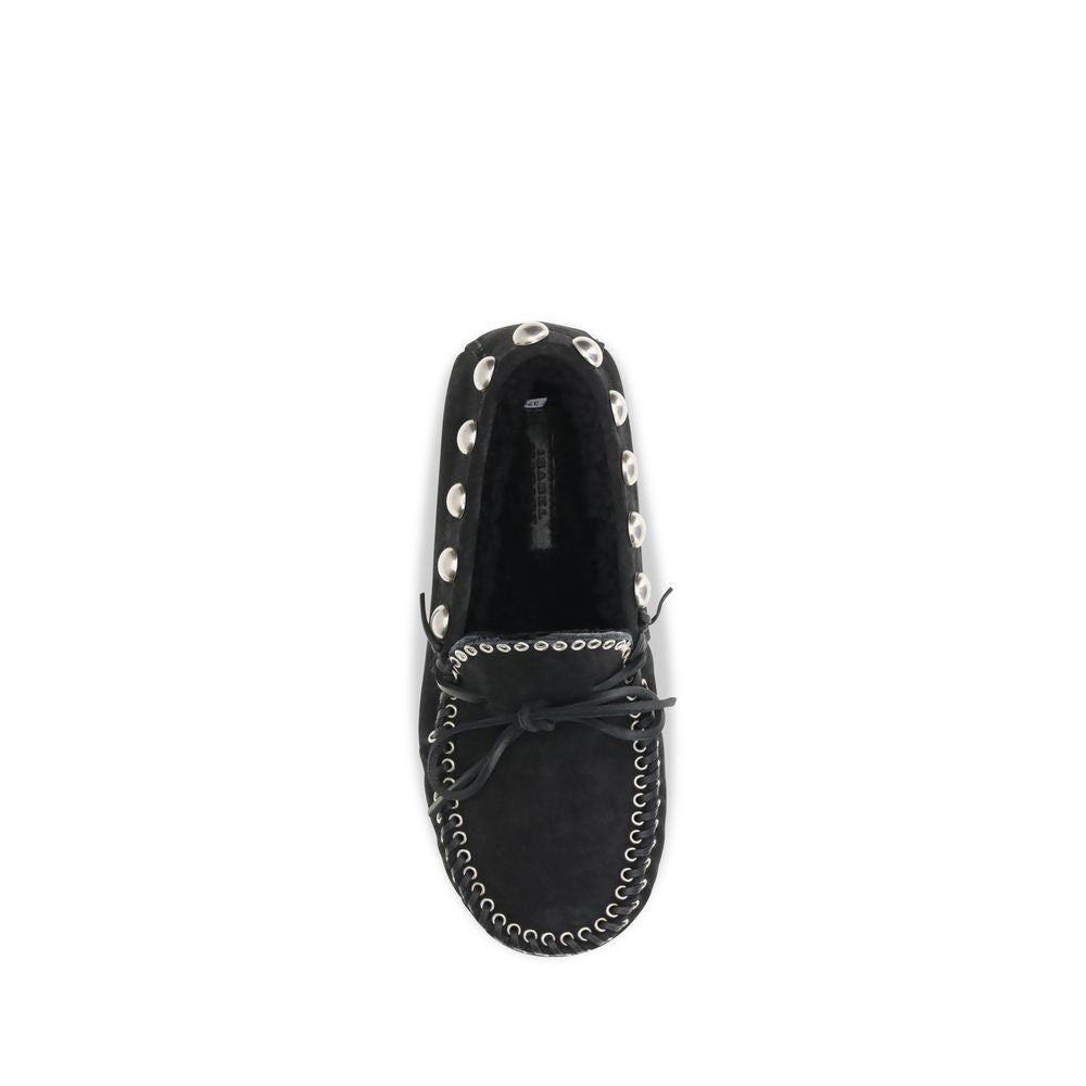 Isabel Marant Black Calf Leather Bos Taurus Slip-On Loafers for Women