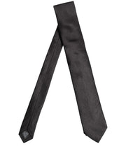 Dolce & Gabbana Black Satin 100% Silk Adjustable Tied Men Necktie Tie