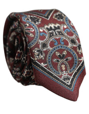 Dolce & Gabbana Bordeaux Printed 100% Silk Adjustable Men Necktie Tie