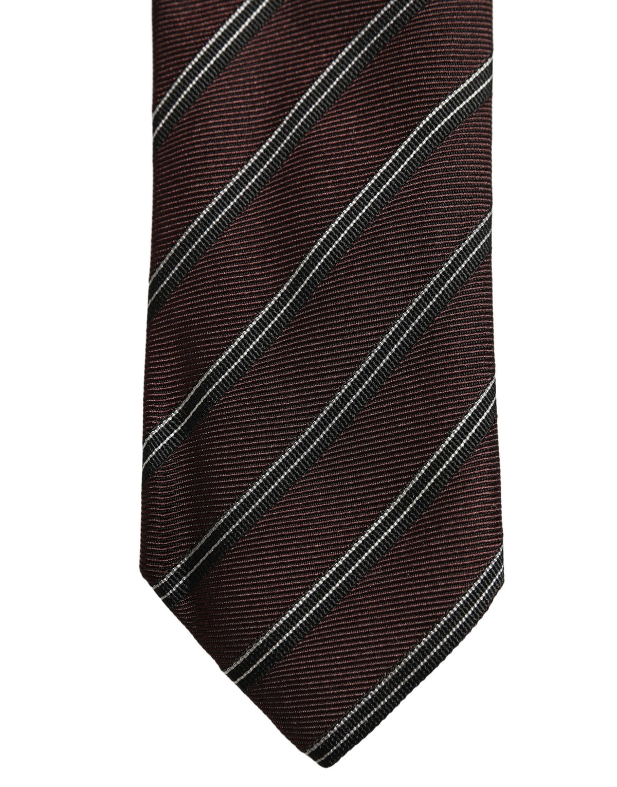 Dolce & Gabbana Burgundy Stripes Silk Adjustable Necktie Accessory Tie