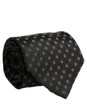 Dolce & Gabbana Black Geometric Circle Adjustable Necktie Accessory Tie