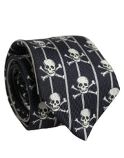 Dolce & Gabbana Men Black Silk Skull Fantasy Adjustable Tied Necktie Tie