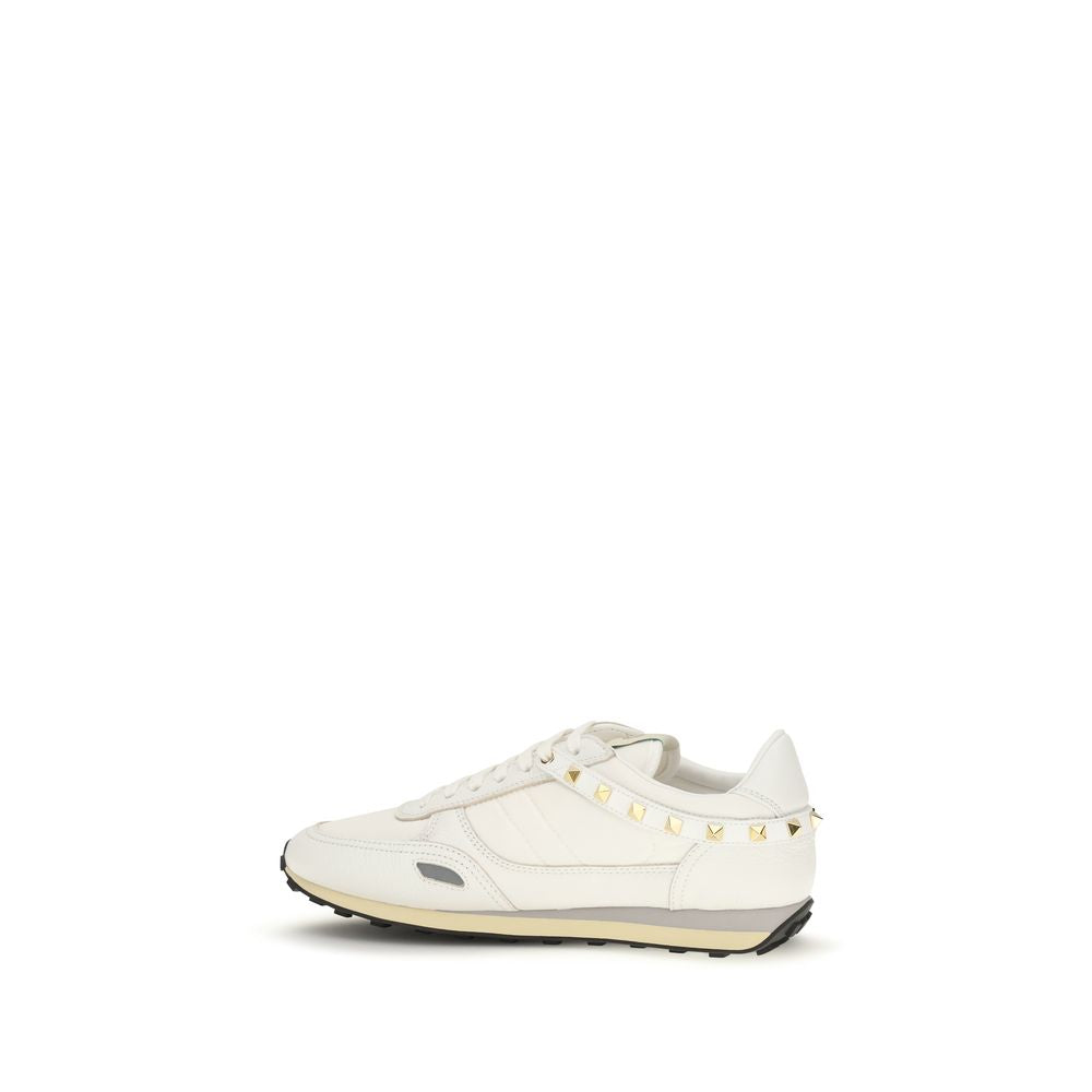 Valentino Garavani White Calf Leather Bos Taurus Athletic Sneakers for Men