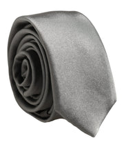 Dolce & Gabbana Gray Satin 100% Silk Adjustable Tied Men Necktie Tie