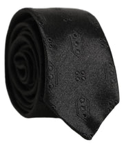 Dolce & Gabbana Black Silk Jacquard Adjustable Men Necktie Accessory Tie