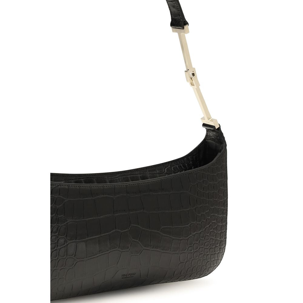 Tom Ford Black Calf Leather Bos Taurus Shoulder Bag for Women